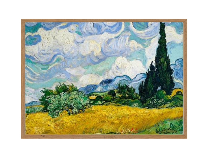 Tranh Van Gogh Cánh Đồng Lúa Mì Với Cây Bách Mã VG15