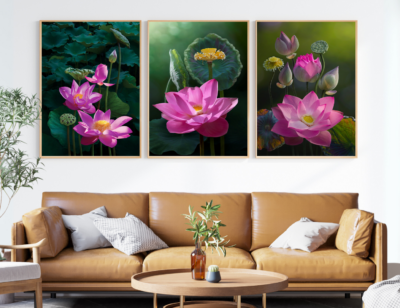Bộ-3-Tranh-Hoa-Sen-Treo-Phòng-Khách-Mã-GN1251-GND